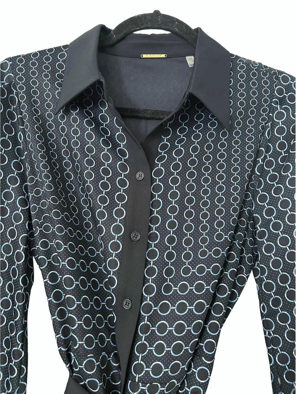 Eli Tahari Blue Women’s Dress Size S Chain Graphic - Picture 2 of 3